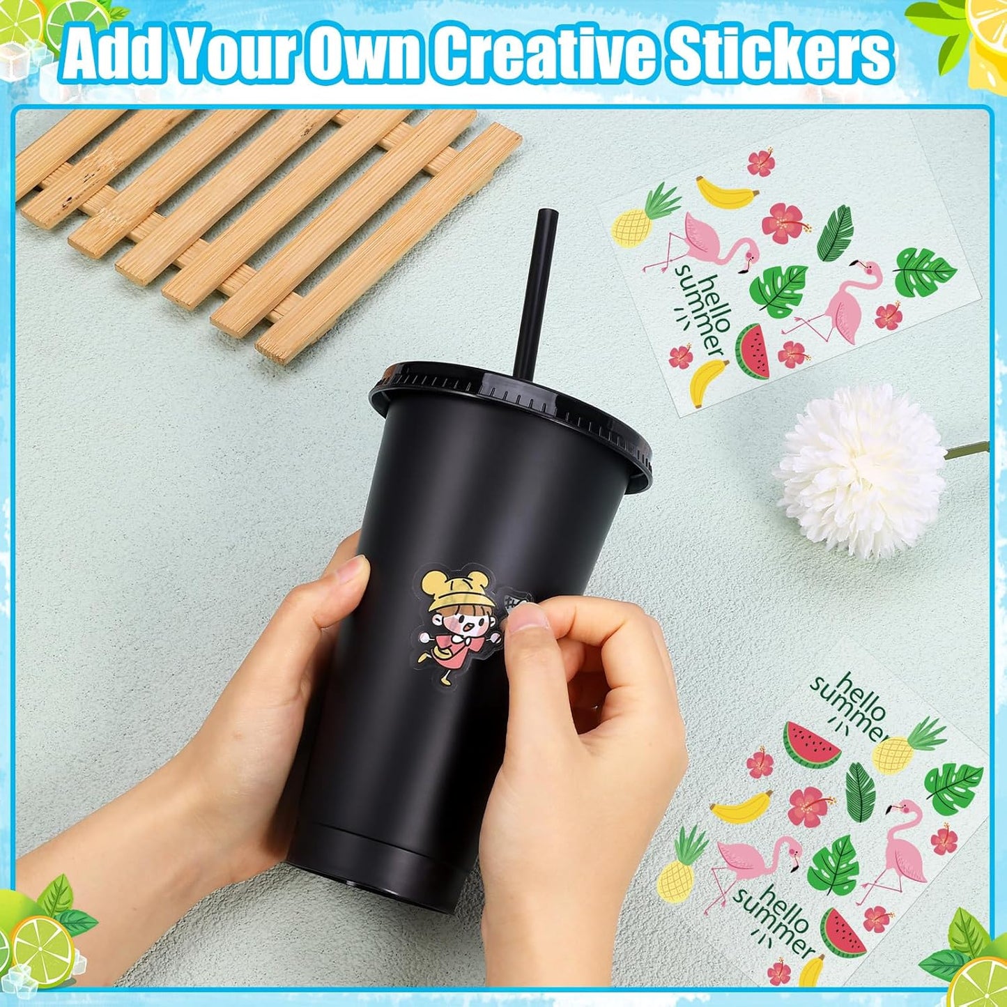 24 Pack Plastic Tumblers with Lids and Straw, Reusable Cups with Lids and Straws Colorful Cups for Cold Drink Iced Coffee, Plastic Tumbler Bulk for Party Birthday Gifts (24 oz, Stylish Colors)
