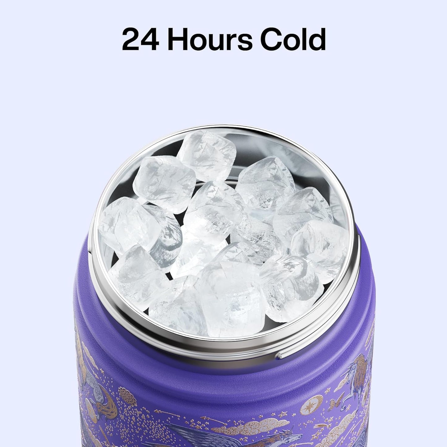 ENCOOL Insulated Water Bottle with Straw Stainless Steel Water Bottle, Leak-Proof, BPA-Free, Double Wall Vacuum Keeps Cold for 24 Hours for Sports, Travel, School (26 oz, Cotton Candy) - Colors A