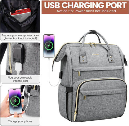 LOVEVOOK Laptop Backpack for Women with Giant Tumbler Holder Pocket,15.6 inch Waterproof Travel Backpack Purse Computer Laptop Bag,Professional Work College Nurse Teacher Backpack Casual Daypack,Black