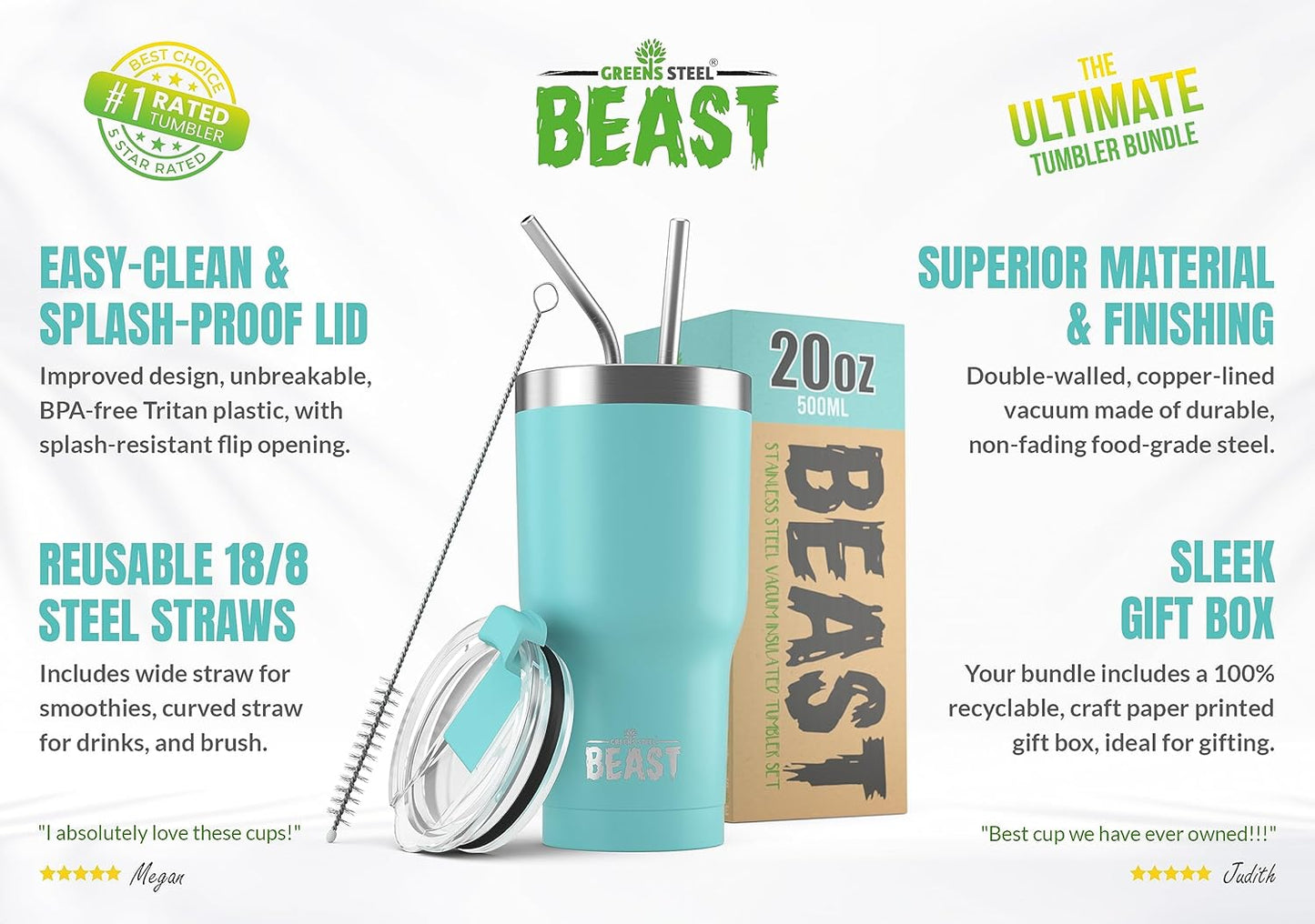 Beast 10 oz Tumbler Stainless Steel Vacuum Insulated Coffee Ice Cup Double Wall Travel Flask (Arctic White)
