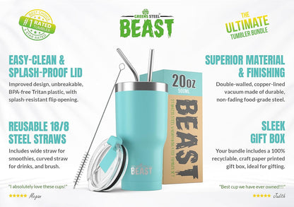 Beast 10 oz Tumbler Stainless Steel Vacuum Insulated Coffee Ice Cup Double Wall Travel Flask (Arctic White)