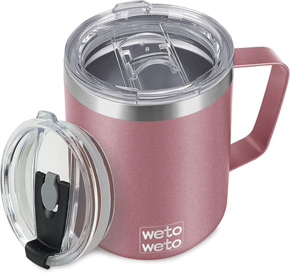 WETOWETO 14 oz Coffee Mug, Vacuum Insulated Camping Mug with Lid, Double Wall Stainless Steel Travel Tumbler Cup, Thermal Coffee Mug, Powder Coated Navy Blue
