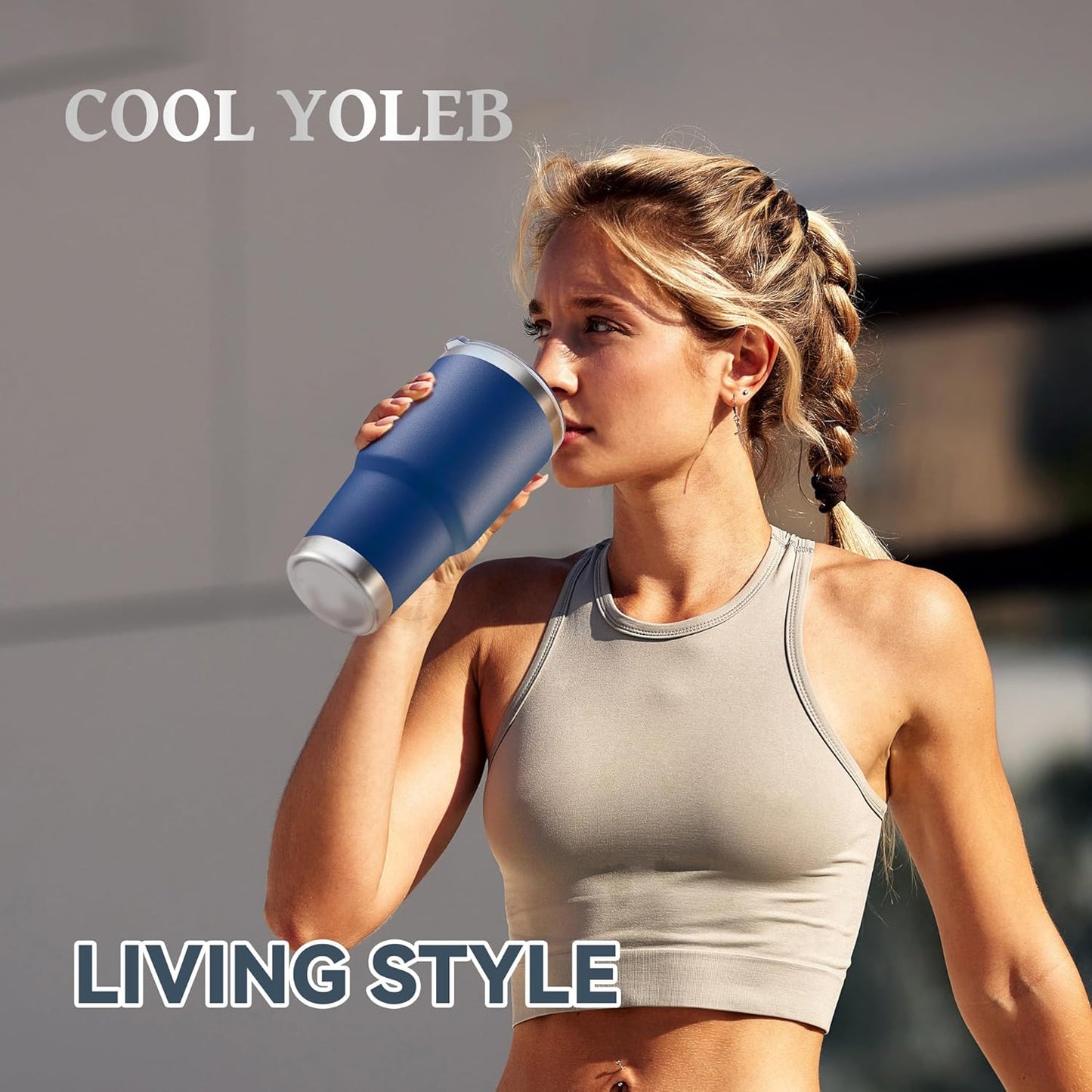 30 oz Tumbler with Lid Stainless Steel Tumblers Vacuum Insulated Cup Reusable Powder Coated Travel Mug Double Wall Leak Proof Portable Cups Keep Cold Drinks for 12 Hours, Stainless, 1 Pack