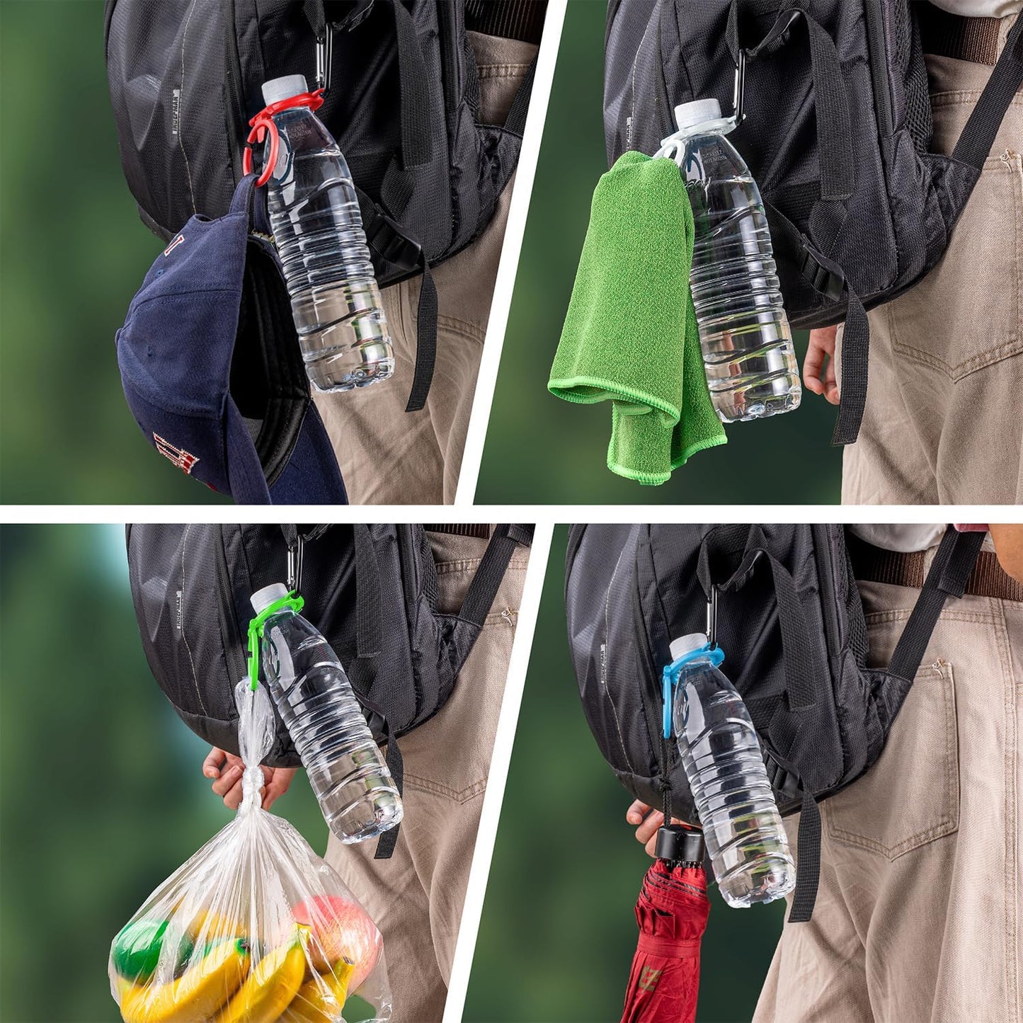 Heavy-Duty Water Bottle Holder with Carabiner – Fits 1.0" or 1.4" Bottles, Holds Towels or Hats,Outdoor Hiking Water Bottle Clip.