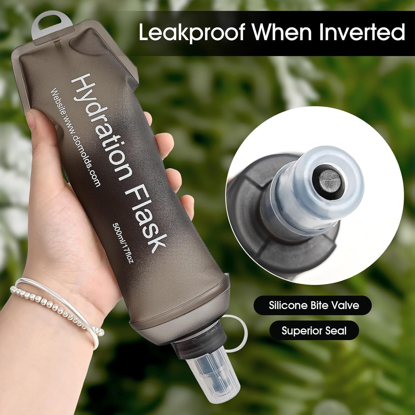 GYGYL Soft Flask, TPU Collapsible Soft Water Bottle for Hydration Pack, Running Vest, Leak-Proof Folding Water Bottle for Hiking Cycling Climbing Jogging-250ml Grey