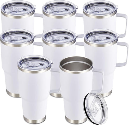 30 oz Tumbler with Handle and Lid, Stainless Steel Tumblers Double Wall Vacuum Insulated Travel Mug Leak Proof Cup Keep Drinks Cold and Hot Black, 1 Pack
