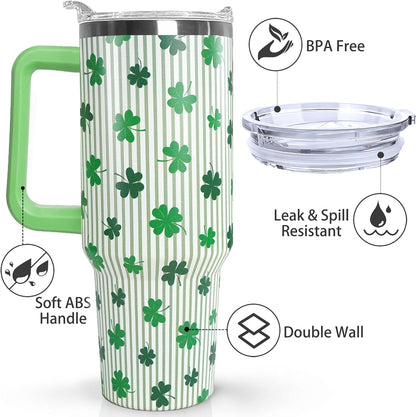 Ceovfoi 40 oz Pickleball Coffee Mug Vacuum Insulated Travel Tumbler with Handle, Lid & Straw - Perfect Pickleball Gifts for Players, Coaches, Lovers | Pickleball Accessories