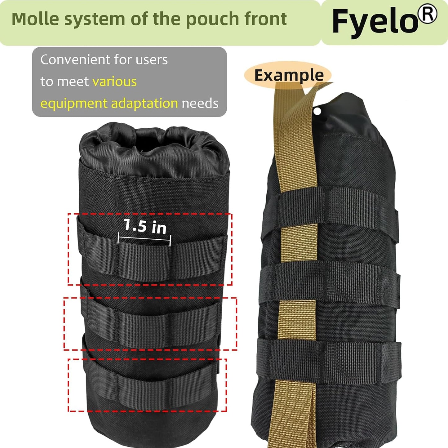 Tactical MOLLE Bottle Pouch Bag, Travel/Sprots Molle Water Bottle Holder with Drawstring Open Top and Mesh Bottom