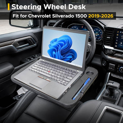 EcoNour 2 in 1 Car Steering Wheel Desk | Tray for Laptop Car Mount with Pen Holder | Desk Console for Car | Food Tray for Eating with Drinks Holder | Multipurpose Travel Car Accessories