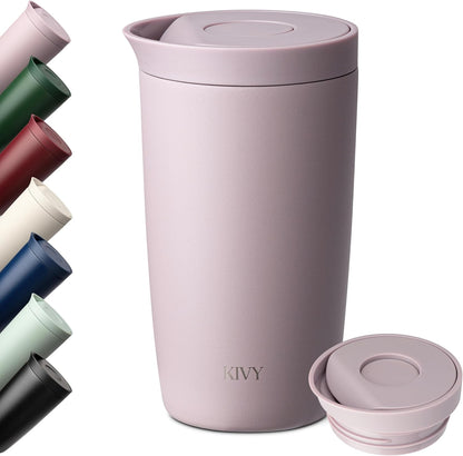 KIVY Travel Coffee Mug Tumbler [24h Cold | 6h Hot] Insulated Coffee Tumbler Stainless Steel - Leak Proof Coffee Travel Mug - 12oz Insulated cup to go for hot & cold drinks - Cups for Women & Men
