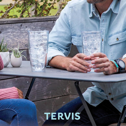 Tervis Clear & Colorful Lidded Made in USA Double Walled Insulated Tumbler Travel Cup Keeps Drinks Cold & Hot, 24oz, Black Lid, 1 Count (Pack of 1)