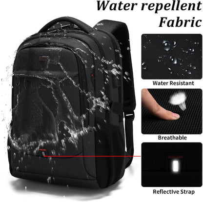 DUSLANG 17 Inch Laptop Backpack for Travel Water Resistant College Backpack for Men/Women Laptop Bag with USB Charging Port,Black - Colors A