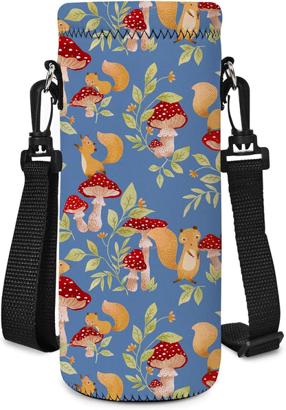 Neoprene 500ML/750ML/1000ML Water Bottle Bag Carrier, Portable Insulated Bottle Sling Holder Case Pouch with Adjustable Shoulder Strap for Men Women Walking Hiking Running