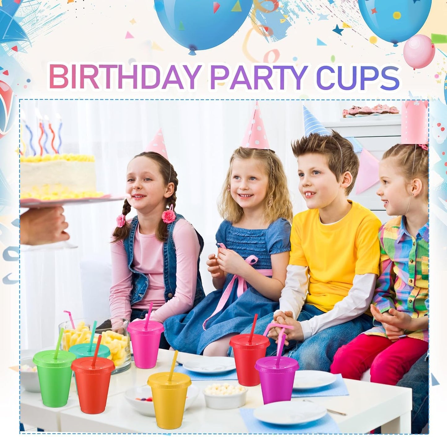 Sieral 30 Pack Cups with Lids and Straws Kids Tumbler with Straw Reusable Water Bottle Iced Coffee Travel Mug Adults Plastic Cups for Parties 16 oz (Candy Colors)