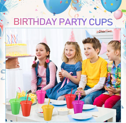 Sieral 30 Pack Cups with Lids and Straws Kids Tumbler with Straw Reusable Water Bottle Iced Coffee Travel Mug Adults Plastic Cups for Parties 16 oz (Candy Colors)