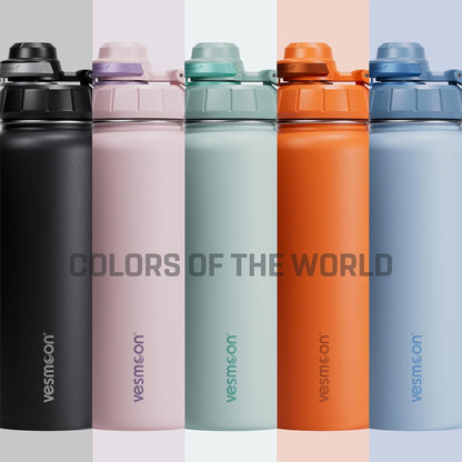 Vesmoon Vessence 24 Oz Stainless Steel Tea Infuser Bottle for Loose Leaf Tea, Water, Herbs, Fruits - Triple Layered Insulated, Leak Proof Bottle with Lid and Clip Handle - 24 Hours Hot/Cold