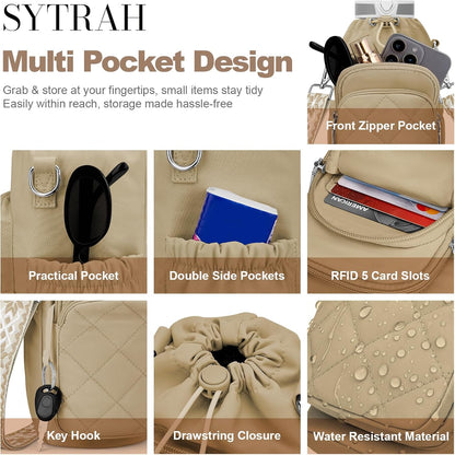 SYTRAH Water Bottle Bag Crossbody，Insulated Water Bottle Purse Crossbody Water Bottle Holder with Strap 40 oz