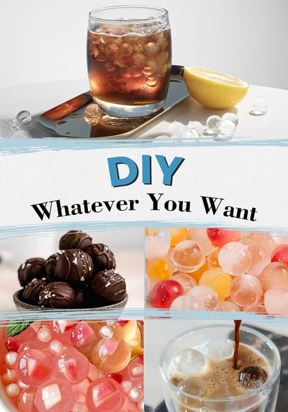 DOQAUS Ice Cube Trays with Lid and Bin, Easy Twist Release 0.8 Inch Mini Ice Balls, BPA-Free Food-Grade Ice Molds for Freezer, Iced Coffee, Cocktails (4 Pack)