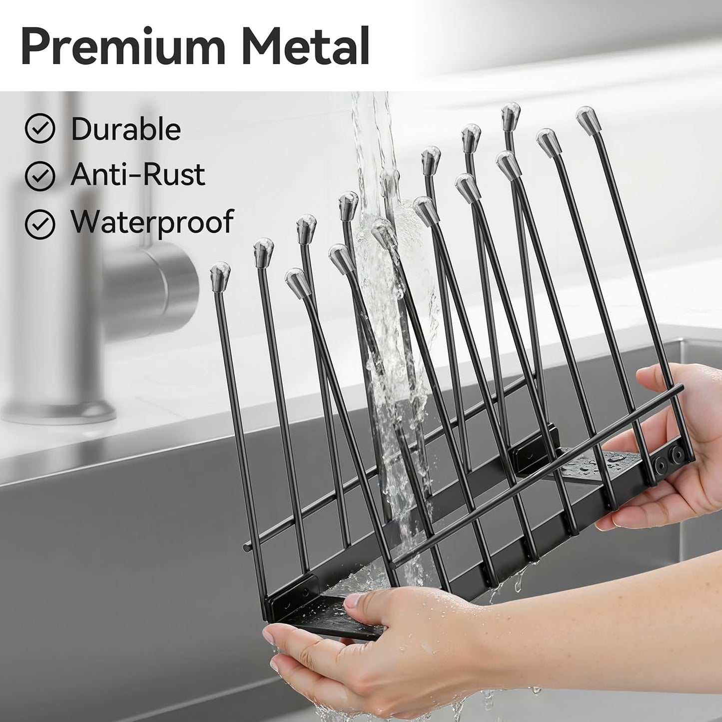 Plastic Bag Drying Rack, Metal Reusable Silicone Ziplock Bag & Bottle Drying Stand, Lerine Drying Rack Kitchen Organizer, Silver