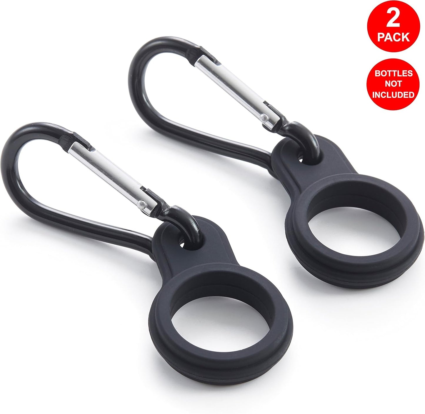 Sunsella Silicone Water Bottle Carrier with Carabiner (2 Pack)
