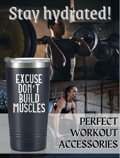 Onebttl Cool Gym Workout Gifts for Men, Guys, Lovers, Personal Trainer, 20oz Stainless Steel Tumbler with Lid Straw for Christmas, Birthday - Muscles Laser