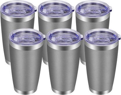 VEGOND 20oz Tumbler with Lid and Straw Stainless Steel Tumbler Cup Bulk Vacuum Insulated Double Wall Travel Coffee Mug Powder Coated Coffee Cup, Black, 12 Pack