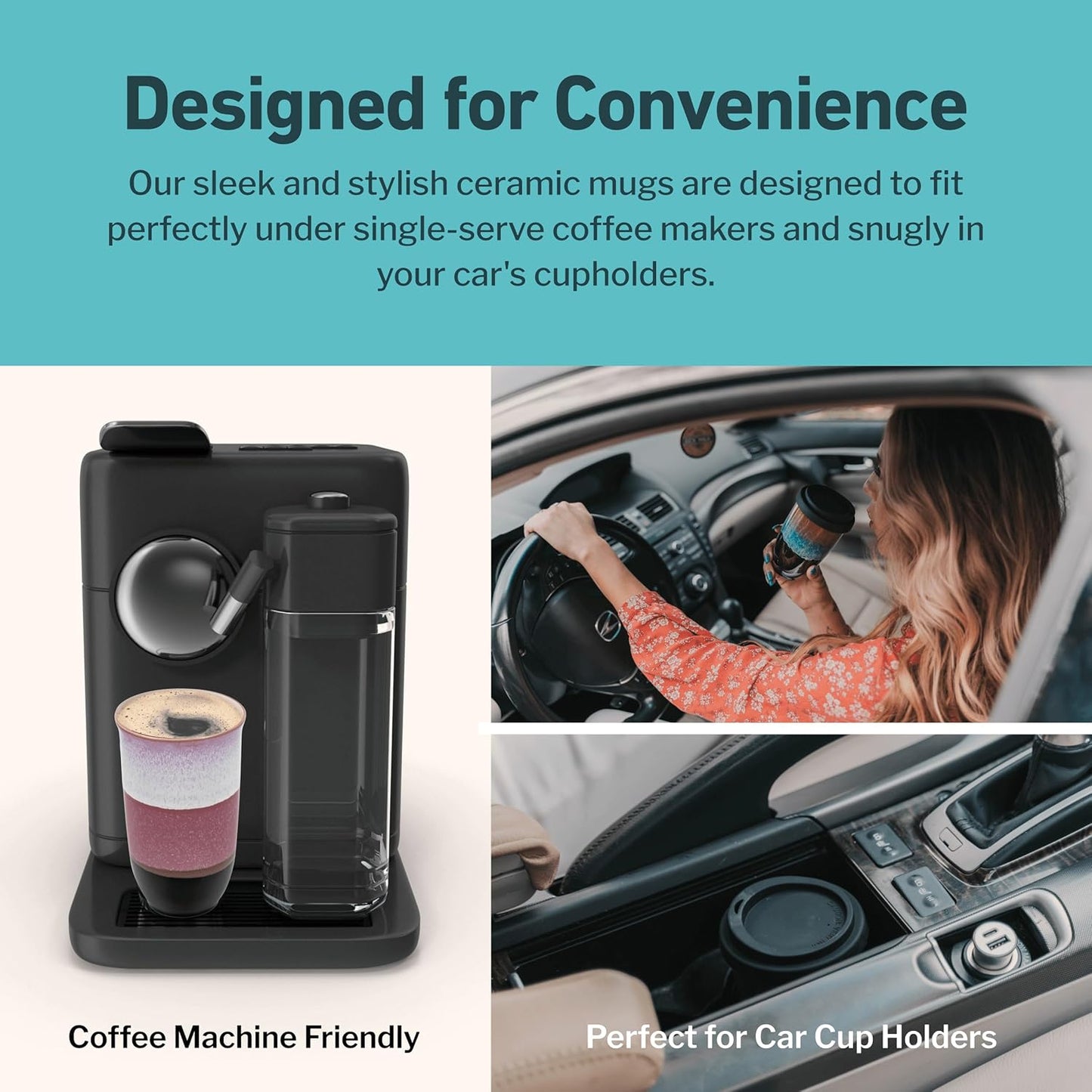 NOVA CERAMICS Coffee Tumbler – Travel Mug - On the Go Coffee Mug – Microwave & Dishwasher Safe Green Coffee Tumbler - Gifts For Women Men Him Her – 16oz – Monsoon