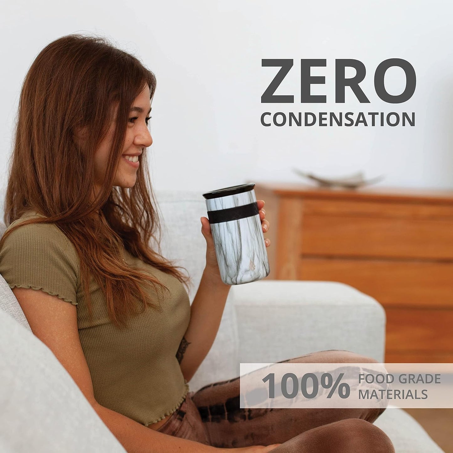 Elemental Artisan Insulated Tumbler, Triple Wall Coffee Travel Mug, Reusable Stainless Steel Coffee Tumbler with Ceramic Lid, Thermal Coffee Cups for Hot (6 Hrs) & Cold (18 Hrs), 16oz - Forest Green