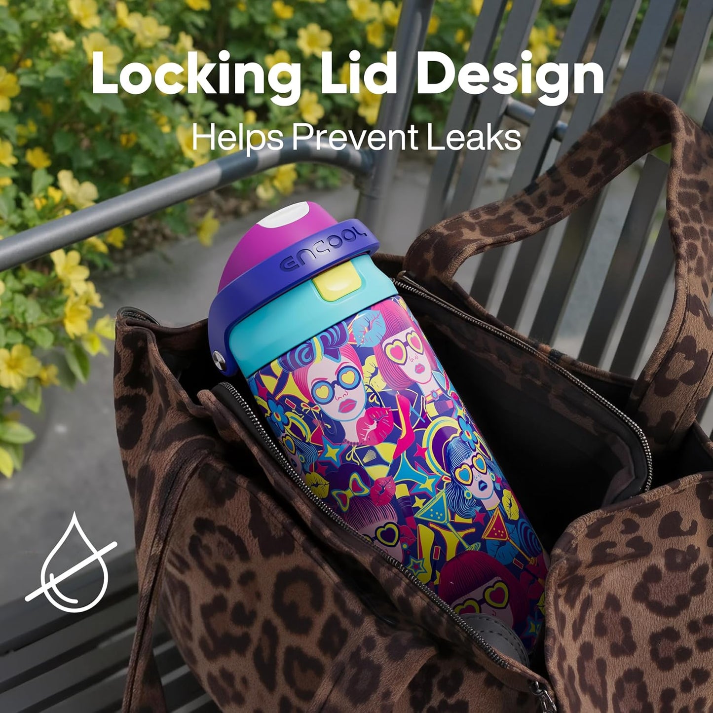 ENCOOL Leakproof Insulated Water Bottle with Straw Dual-Sip Water Bottle Bag-Safe Design for Work, Commute & Gym – Keeps Drinks Cold All Day, 24 oz, Lemonade Pink - Colors B
