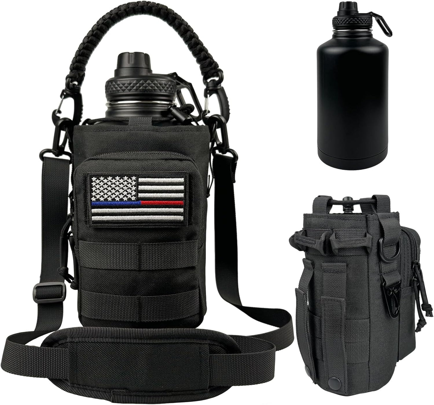 32 oz Insulated Water Bottle with Sleeve - Tactical Stainless Steel Gym Water Bottles for Men, Sports Water Bottle for Hiking Camping Outdoor with Camo Pouch