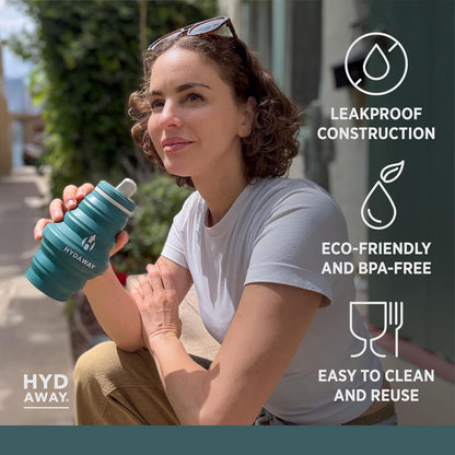 HYDAWAY 17oz Travel Collapsible Water Bottle - BPA-Free, Leakproof, Lightweight, Space-Saving