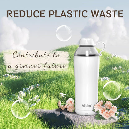 Allcho Insulated Water Bottle for Women, 18oz Stainless Steel Leak Proof Tumbler with 2 Lids, BPA-Free Tritan Chug & Straw Lid, Double Wall Vacuum Flask