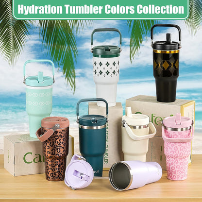 40 oz Insulated Tumbler with Top Handle and Flip Straw, Vacuum Insulated Stainless Steel Cup with Leak-Proof Lid, Sweat-Free, Fits Cup Holder, Keeps Ice Cold up to 30 Hours