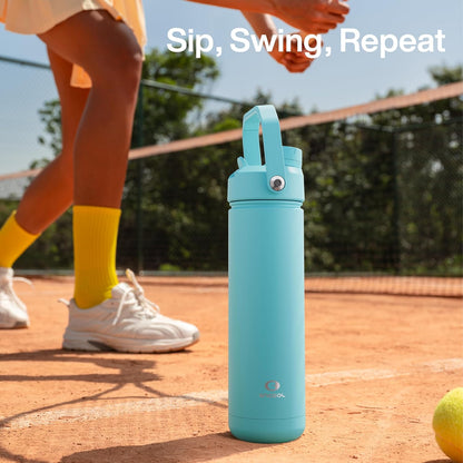 ENCOOL Insulated Water Bottle with Straw Stainless Steel Water Bottle, Leak-Proof, BPA-Free, Double Wall Vacuum Keeps Cold for 24 Hours for Sports, Travel, School (26 oz, Cotton Candy) - Colors B