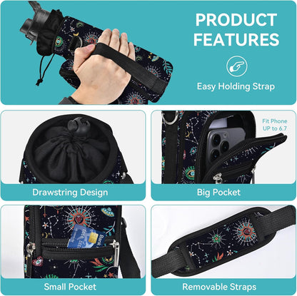 AUPET Water Bottle Sling Bag Sleeve Holder Carrier 25/32/40/64 oz,Insulated Crossbody Water Bottle Case Cover with Strap and Pockets for Men/Women Walking Hiking