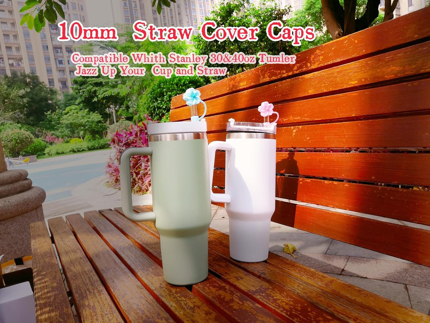 Silicone Straw Covers Cap Compatible with Stanley Cup 30 40 oz-Dust-Proof Reusable Straw Cover for Tumblers and Water Bottles
