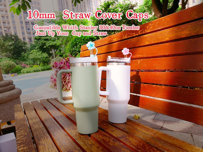 Silicone Straw Covers Cap Compatible with Stanley Cup 30 40 oz-Dust-Proof Reusable Straw Cover for Tumblers and Water Bottles
