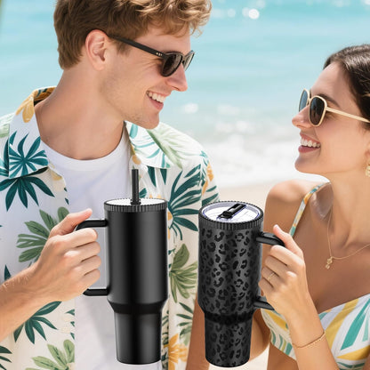 Greatyos 40 oz Tumbler with Handle and Flip Straw Lid - Upgraded Traveler 40oz Tumblers with Lids Straws Vacuum Insulated Leak Proof Stainless Steel Cup Mug Gifts for Men Women Him Her (Ocean Dream)