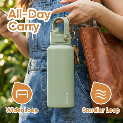 KEWIXY Pickleball Water Bottle 32 oz Insulated, Stainless Steel with Straw, Leak Proof, Keep Cold 24H, Vacuum, Pickleball Gifts for Pickleball Players, Pickleball Lovers, Women Girls Sport
