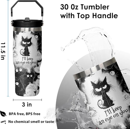 30 oz Peacock Blue Flip Straw Tumbler with Top Handle for Peacock Blue Lover Resuable Vacuum Insulated Flip Top Water bottle for Home Office Car