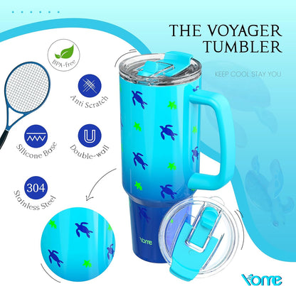YOME 40oz Nurse Tumbler with Handle and Flip Straw | Stainless Steel Insulated Water Bottle | Keeps Drinks Cold | Dishwasher Safe | Cupholder Friendly | Gift Gym Travel Yoga