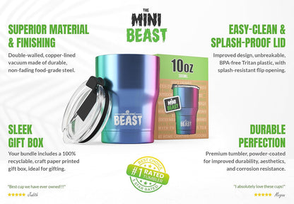 Beast 10 oz Tumbler Stainless Steel Vacuum Insulated Coffee Ice Cup Double Wall Travel Flask (Arctic White)