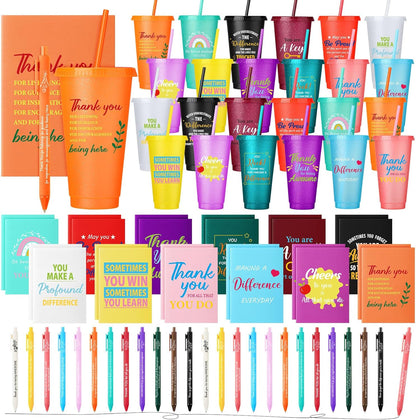 Feifeiya 72 Pcs/ 24 Set Bible Verse Gifts Bulk 24 oz Father's Day Christian Plastic Tumbler with Lids and Straws Inspirational Prayer Notepads Religious Pen Church Cups Gift for Christian Party Favors
