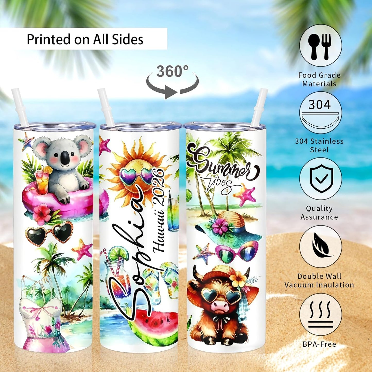 Girl Trip Gifts for Women, Personalized Girls Trip Tumblers with Name Text, Custom Beach Tumbler, Road Trips Vacation Cruise Cup with Lid and Straw, Bachelorette Party Girl Weekend Gift For Friend