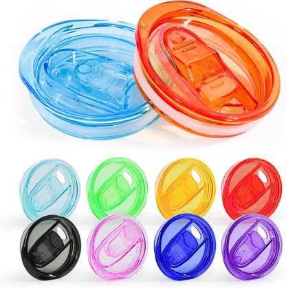 10 Pcs 20 oz Tumbler Lid Plastic Skinny Tumbler Lid Replacement Splash Resistant 20 oz Silicone Sliding Skinny Tumbler Lids, BPA Free, Straw Friendly, Multi-Colored