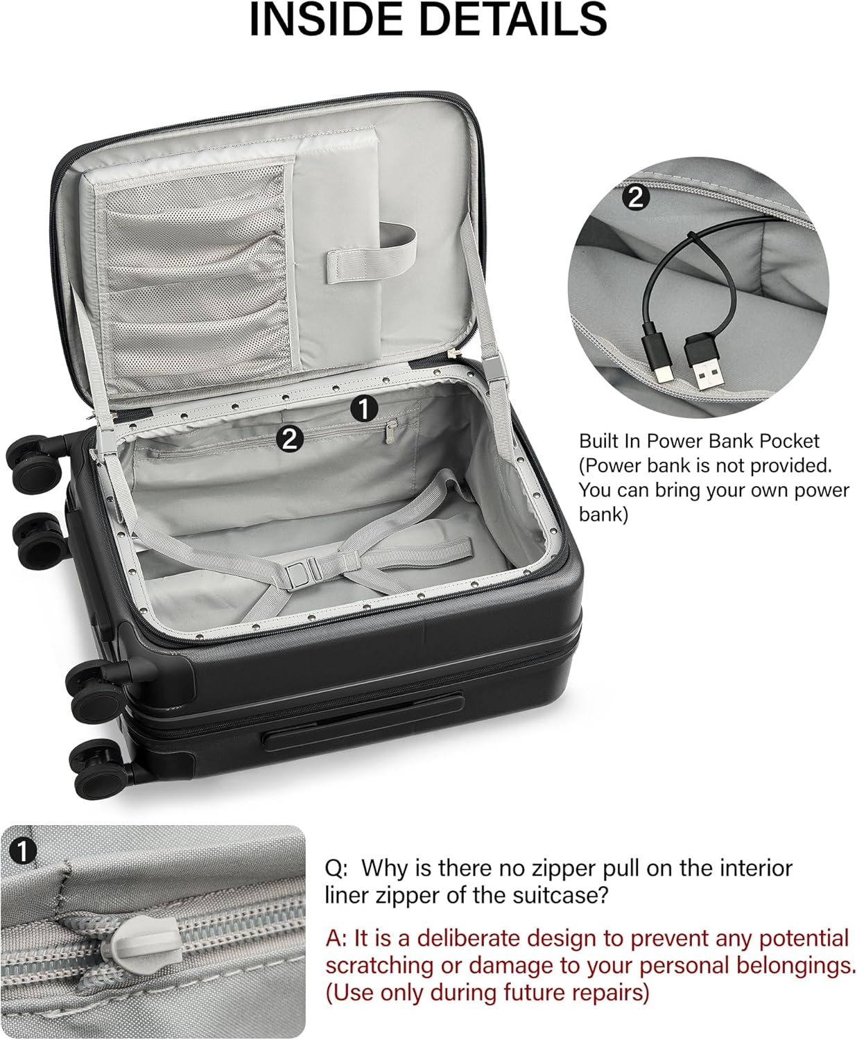 Hanke 20 Inch Expandable Carry On Luggage with Cup Holder 22x14x9 Airline Approved, Top Opening Hard Shell Suitcases with Wheels, Carry-On Travel Suitcase Trunk Luggage with Lock, Smoke White