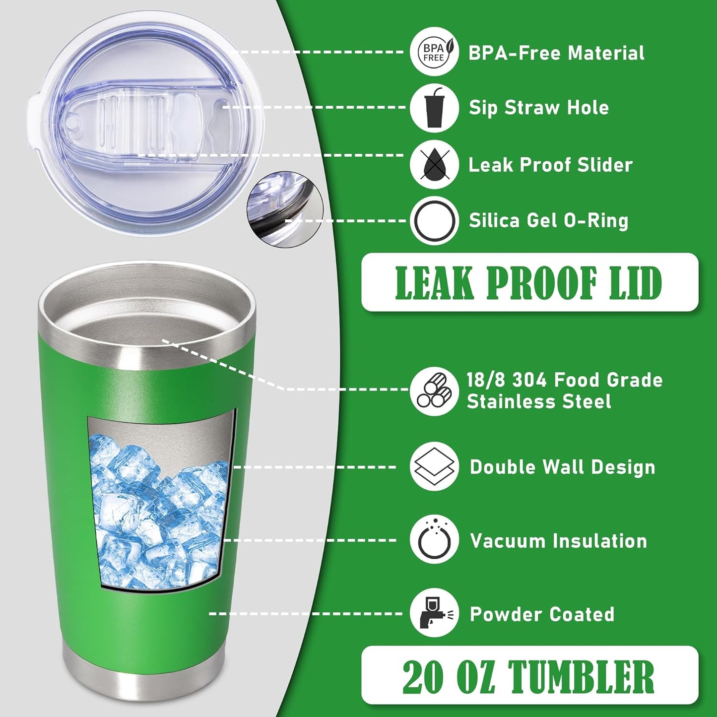20 oz Tumbler Coffee Travel Tumblers Bulk with Lid Stainless Steel Double Wall Vacuum Insulated Mug Powder Coated Cups fit Car Cupholder for Hot and Cold - Stainless Steel, 4Pack
