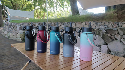 KXIAOCHEN Insulated Water Bottle With Strap, Cold For 48 Hrs Leak Proof, Triple Wall Stainless Steel Sports Water Bottle With Straw And Spout Lid For Gym Hiking Travel