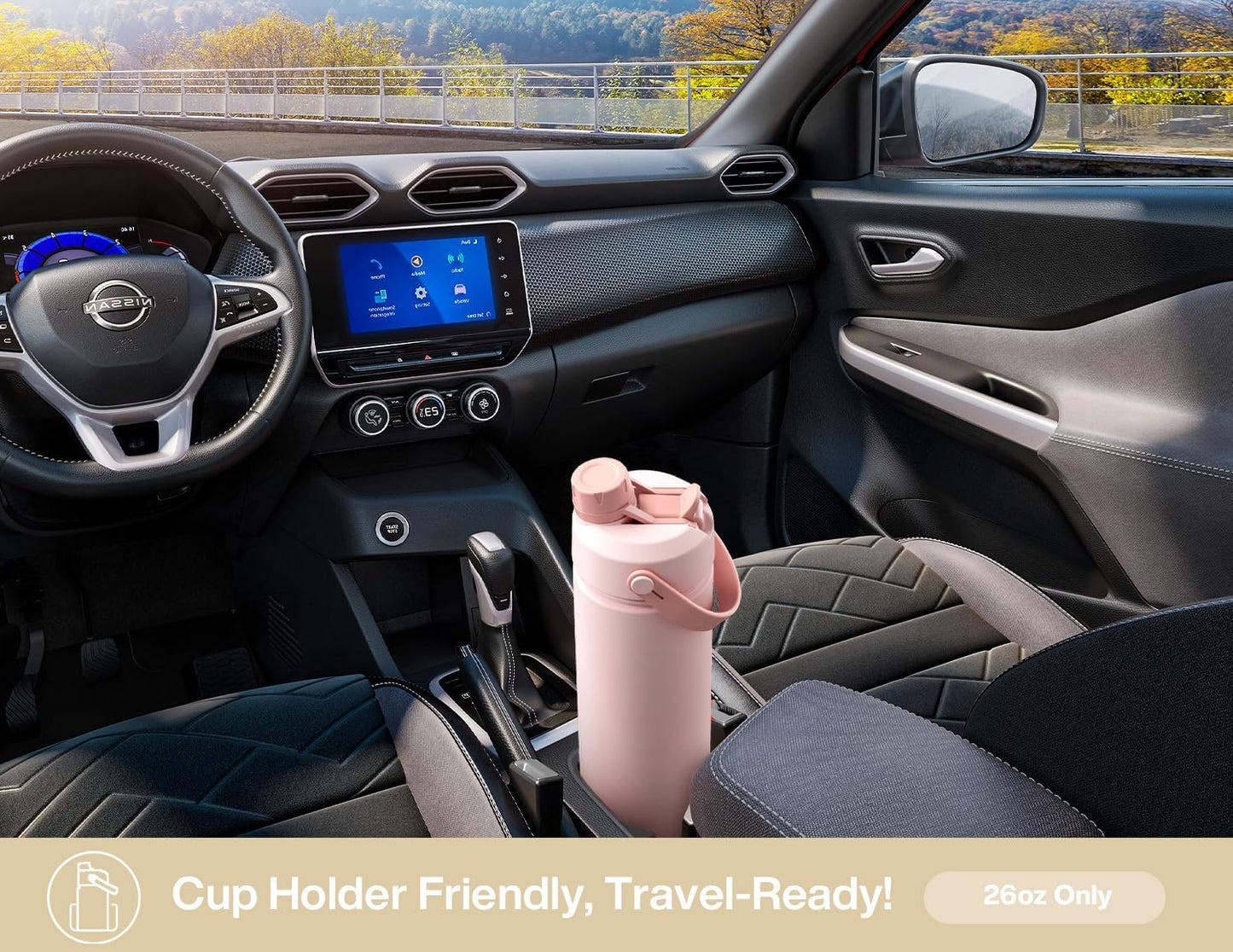 POWCAN 26 oz Insulated Water Bottle with 2-in-1 Straw and Spout Lid, Keep Cold 24H, Leak-Proof, Fits in Car Cup Holder, Stainless Steel Water Bottle for Sports, Travel, and School (Mint)