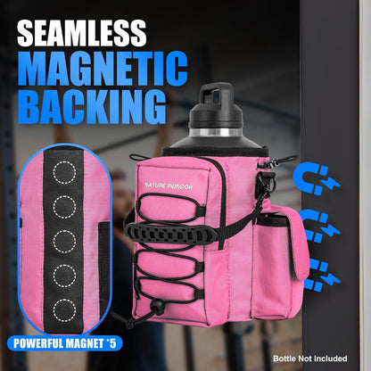 NATURE PIONEOR Magnetic Gym Bag for Men and Women - Magnet Water Bottle Holder Sling Carrier with Crossbody Shoulder Strap,Gym Accessories Pouch,Phone Pockets for Sports,Walking,Travel,Workout